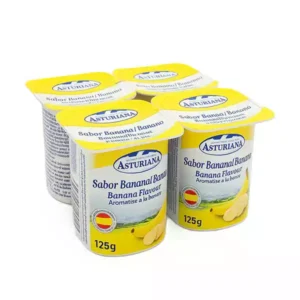 Yogurt sabor banana (plátano) ASTURIANA (4 vasitos x 125 g)