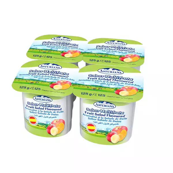 Yogurt sabor multifrutas (macedonia) ASTURIANA (4 vasitos x 125 g)