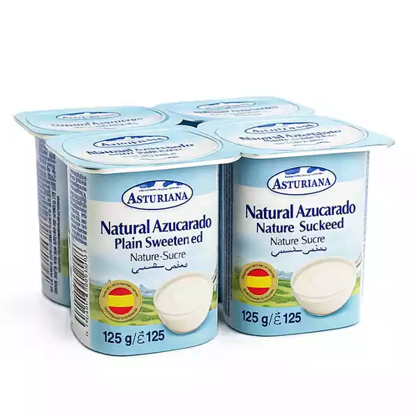 Yogurt Natural Azucarado ASTURIANA 4 x 125 g Yogurt natural azucarado ASTURIANA (4 vasitos x 125 g)