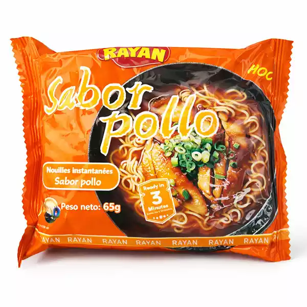 Fideos Instantáneos Sabor Pollo RAYAN — Sopita lista en 3 minutos (65 g)