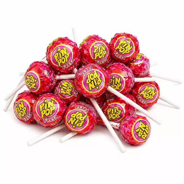Chupa Chupas Gigantes sabor Fresa PIN POP XXXL – con Centro de Chicle (24 uds)
