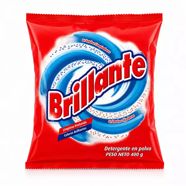 Detergente Brillante 500 g Detergente en Polvo BRILLANTE Doble Gránulo – Limpieza Profunda y Colores Brillantes (400 g)
