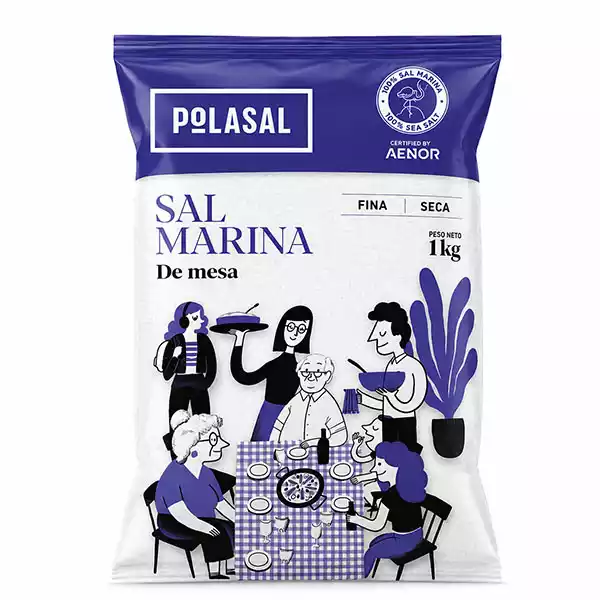 Sal marina Sal Marina Fina de Mesa POLASAL – 100% Sal Marina, Certificada AENOR (1 kg)