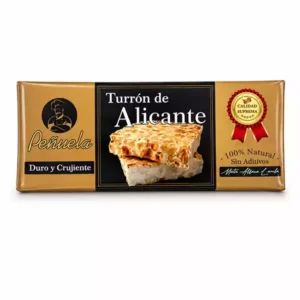 Turrón de Alicante PEÑUELA con Maní – Duro y Crujiente, 100% Natural (200 g)