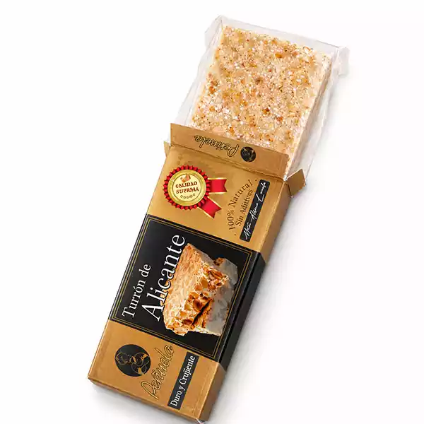 Turron de alicante 2 Turrón de Alicante PEÑUELA con Maní – Duro y Crujiente, 100% Natural (200 g)