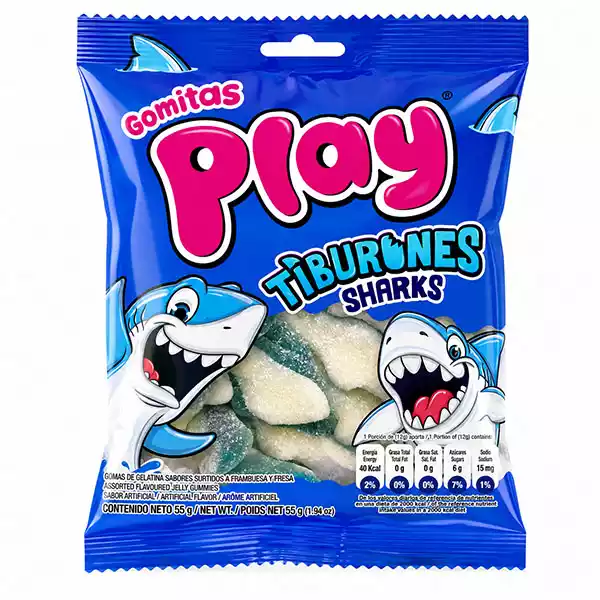 Gomitas PLAY Tiburones Sabores Surtidos (55 g)