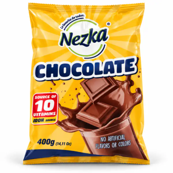 Bolsa de chocolate Nezka en estudio_resultado Chocolate Instantáneo Nezka Fortificado — Bolsa 400g