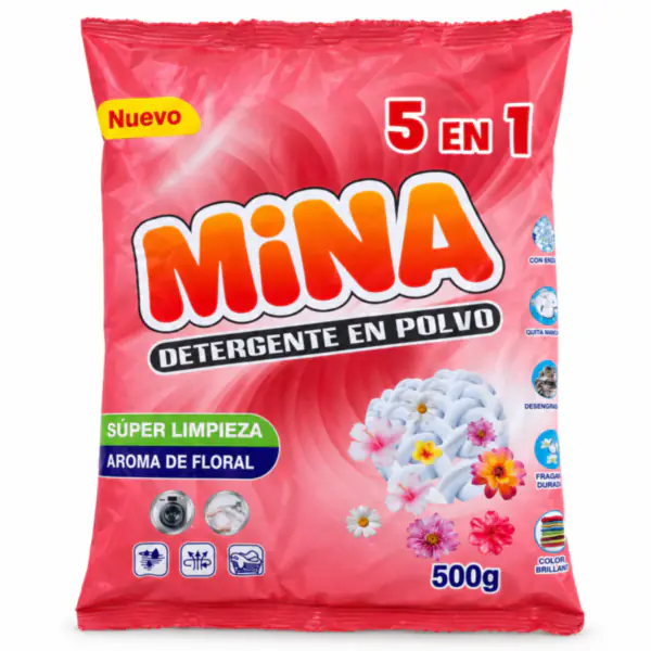 Detergente en Polvo 5 en 1 Aroma Floral MINA (500 g)