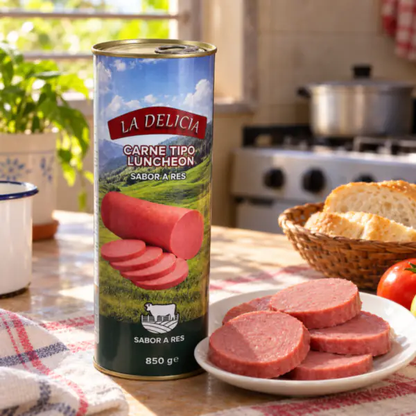 Carne Luncheon en Cocina Acogedora_resultado Carne tipo Luncheon Sabor a Res LA DELICIA (Lata grande 850 g)