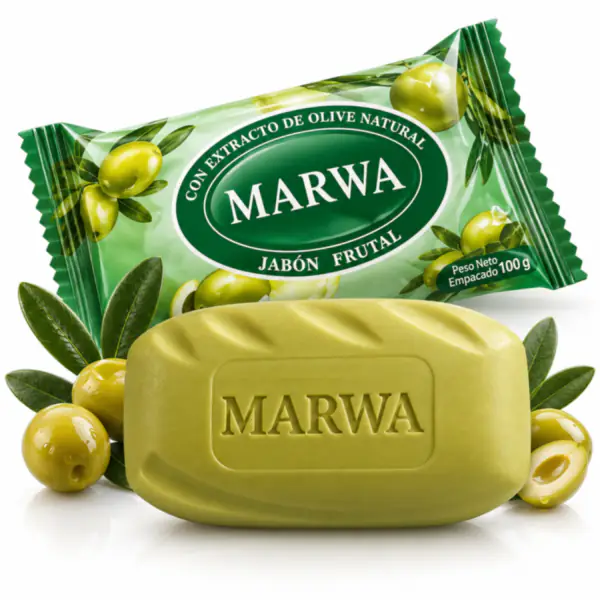 ChatGPT Image 5 sept 2026, 10_43_18 p.m._resultado Jabón de Baño Marwa Frutal con Extracto de Oliva — 100g