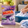 Detergente MiNA en acción_resultado Detergente en Polvo Mina 5 en 1 Lavanda — Bolsa 500g