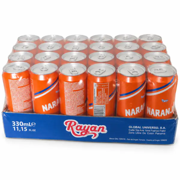 Multipack de refresco de naranja Rayan_resultado Refresco de Naranja RAYAN — Caja 24 Latas (330 ml c/u)