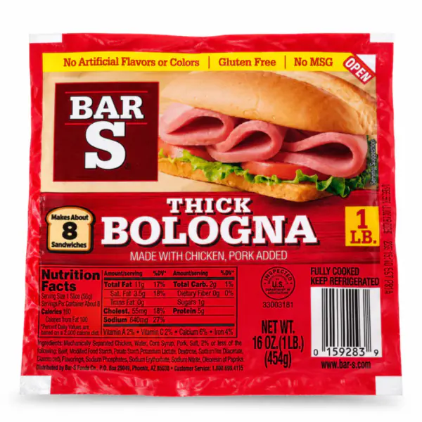 Paquete de Bologna Bar-S en Rojo_resultado Mortadela Bologna Bar-S 1 lb (de pollo y cerdo, sin gluten)